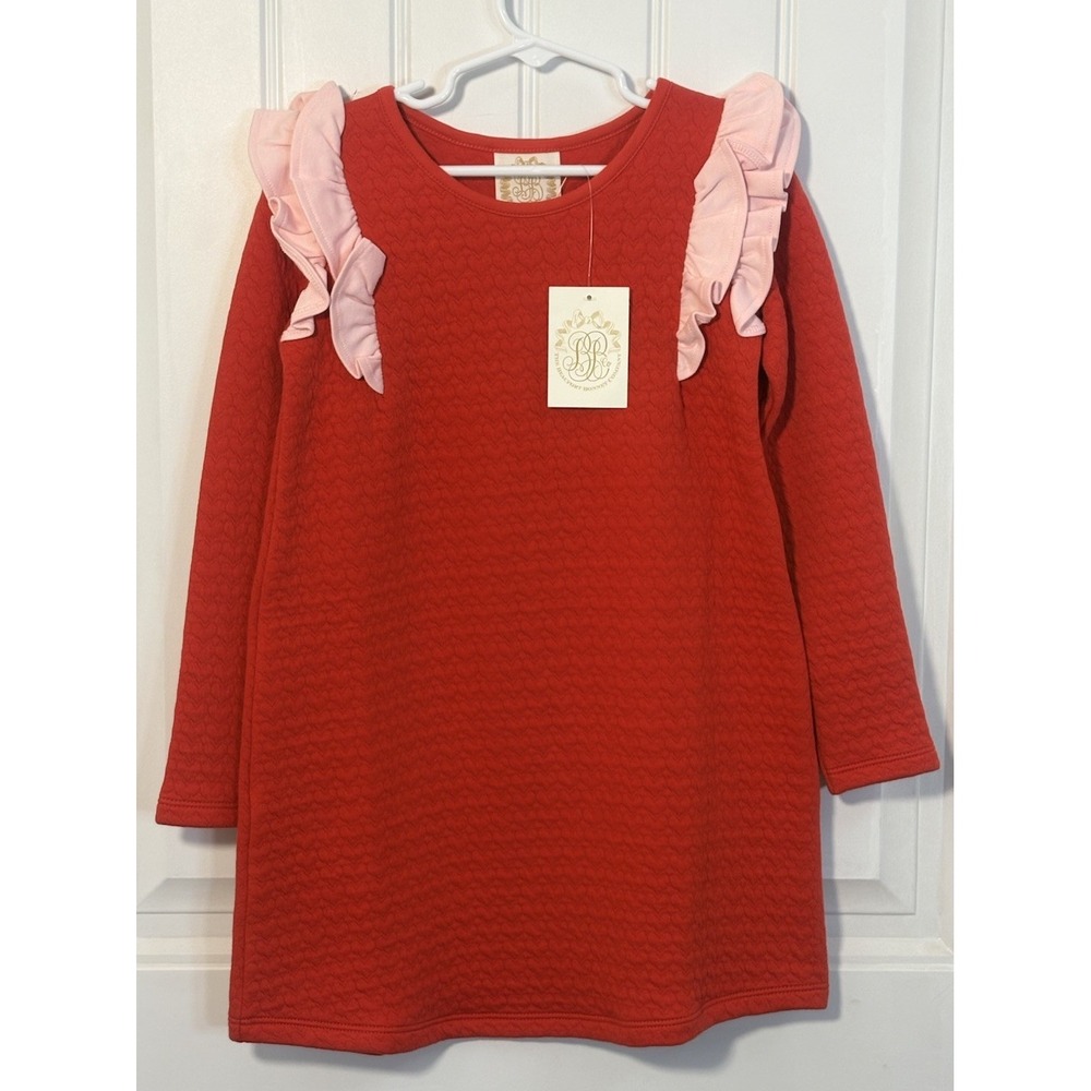 The Beaufort Bonnet Company Ruehling Ruffle Dress Red Pink Girls Size 6 NWT